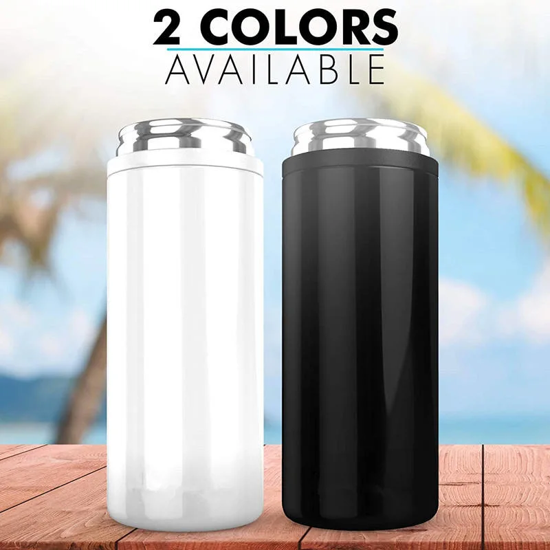 2023 Slim Double-Walled Stainless Steel Insulated 4in 1 Can Cooler-Skinny Tumbler for 12 Oz Slim Cans