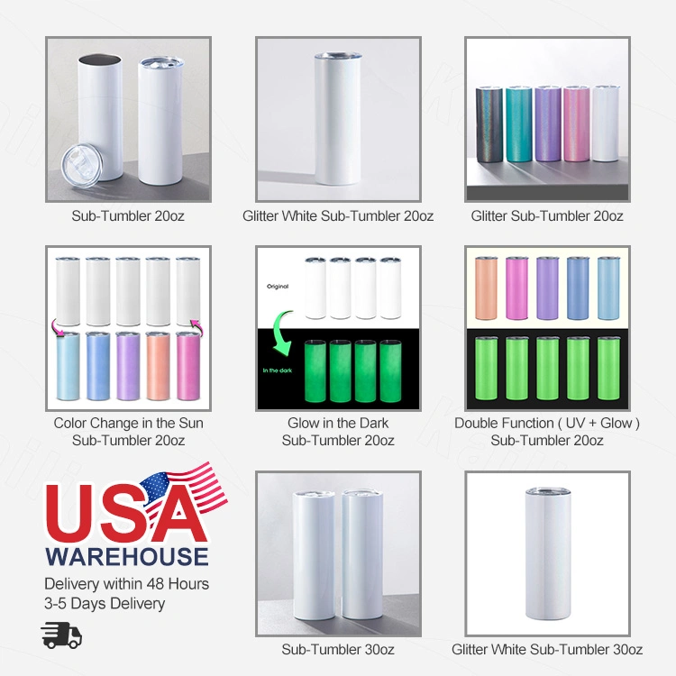 USA Warehouse Rts 30oz Sublimation Blank White Stainless Steel Straight Tumbler with Lid
