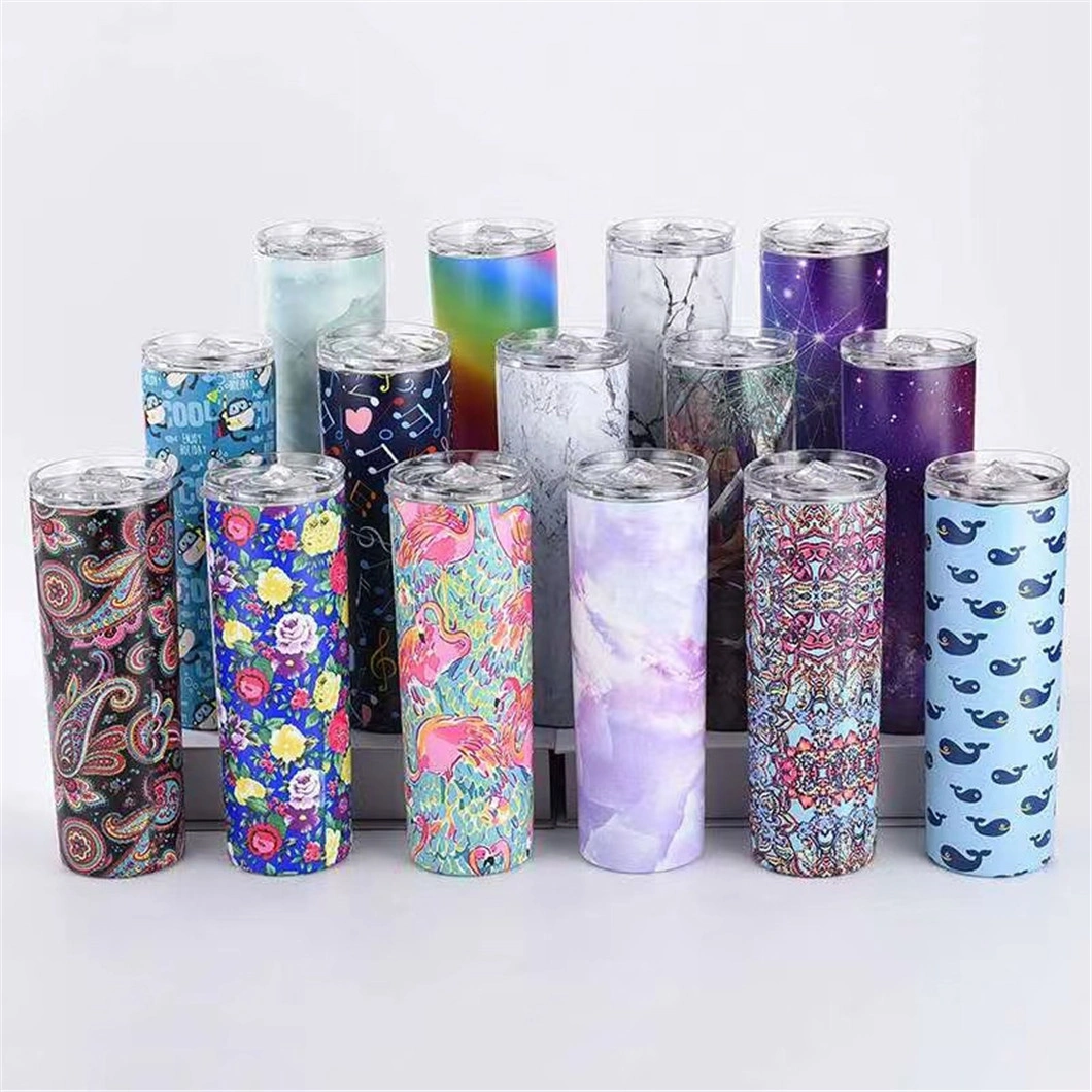 Wholesale 20oz Stainless Steel Double Wall Insulated OEM Pattern Sublimation Blank Skinny Tumbler