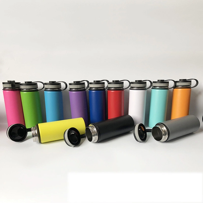 18oz 550ml Double Walled Layers Insulation Hydro Vacuum Flask Thermos Water Bottle with Normal Lid Straw Lid Filp Lid