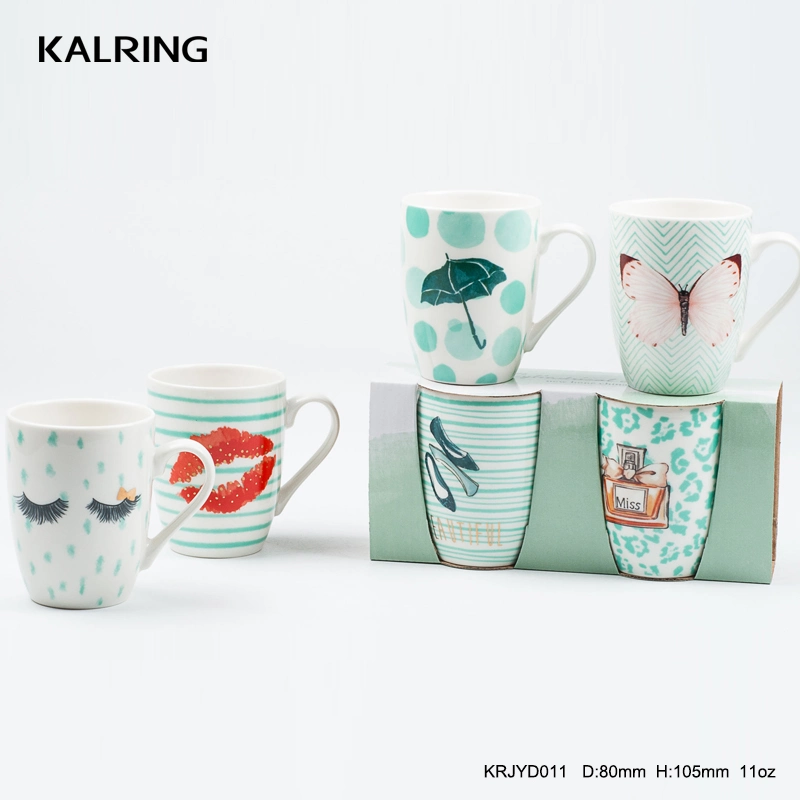 Kalring Valentine′ S Day 11oz Bullet Mug Couples Packing Tiffney Color Real Golden Design for Wholesaler