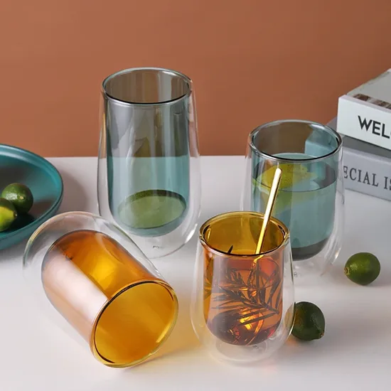 Transparent Double Wall Latte Glass Cup Coffee Mug for Tea Wine Water Drinking Borosilicate Glass Cup Glassware for Chiller Frosty Frozen Ice Beer Glass Tea Mug