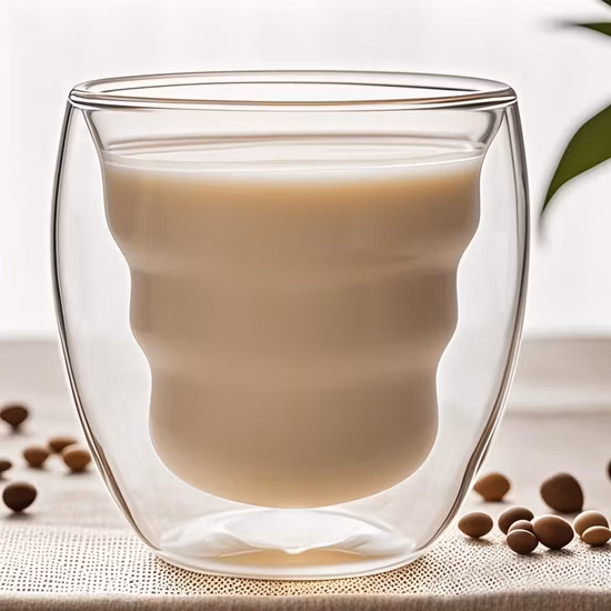 Transparent Double Wall Latte Glass Cup Coffee Mug for Tea Wine Water Drinking Borosilicate Glass Cup Glassware for Chiller Frosty Frozen Ice Beer Glass Tea Mug