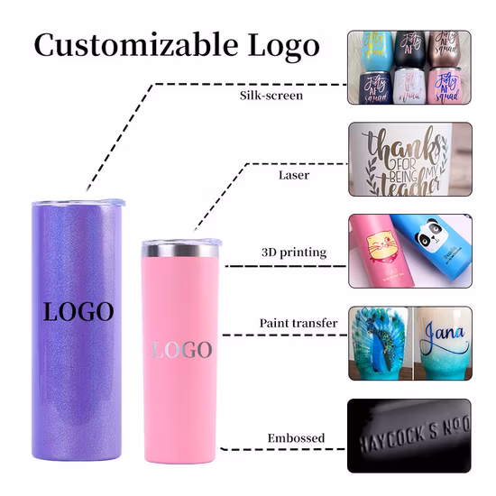 Customized Double Wall Sublimation Blank Skinny Tumbler with Logo