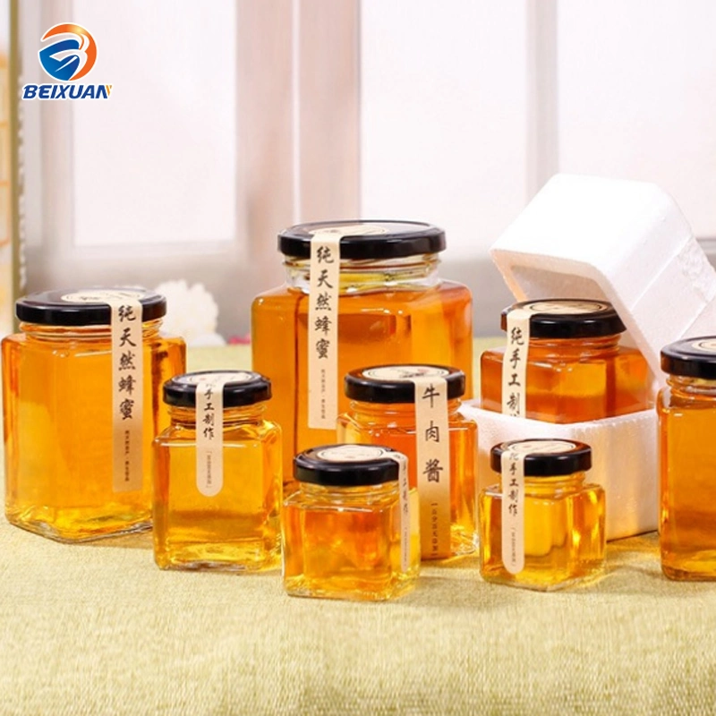 Square Glass Jar for Honey Jam Food Packaging