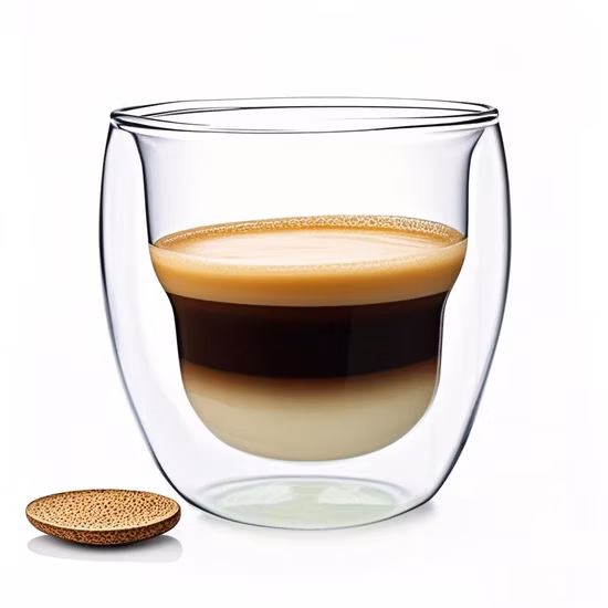 Transparent Double Wall Latte Glass Cup Coffee Mug for Tea Wine Water Drinking Borosilicate Glass Cup Glassware for Chiller Frosty Frozen Ice Beer Glass Tea Mug