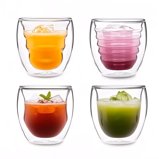 クリア二重壁ラテガラスカップコーヒーマグ紅茶ワイン水飲料ホウケイ酸ガラスマグクーラーガラス製品冷凍アイスクリームビールガラスティーカップ